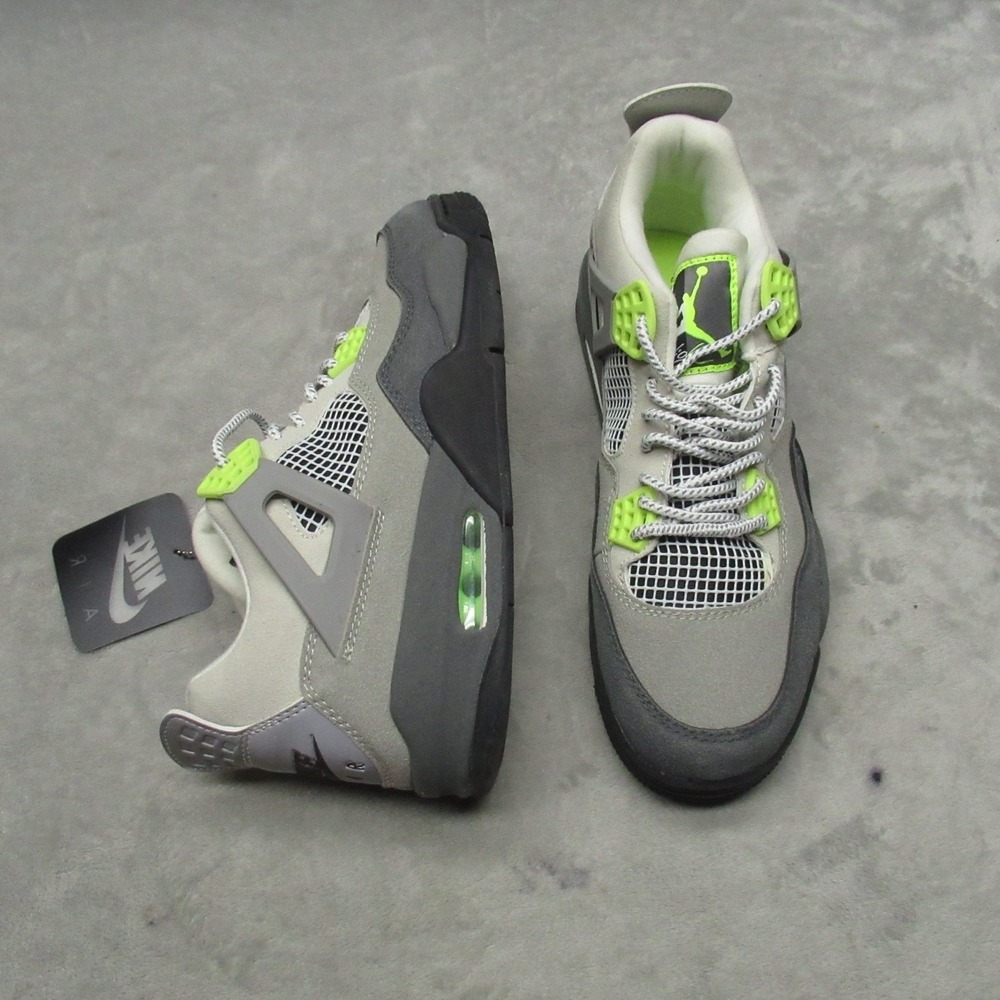 Nike Jordan Air Mens 10.5 Athletic Shoes Gray Retro SE 95 Neon Lace Up Suede
